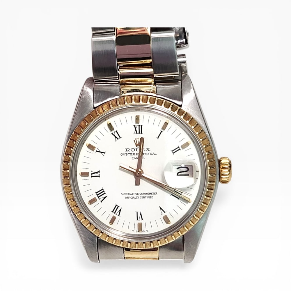 ROLLIE WATCH OUT！ Rolex Mens Date 34mm Stainless Steel & Gold 1505 Mens Watch