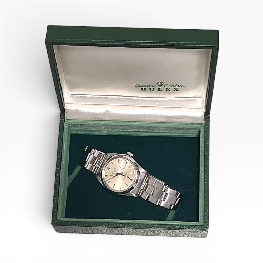 Rolex Mens Date 34mm Stainless Steel 1500 Mens Watch