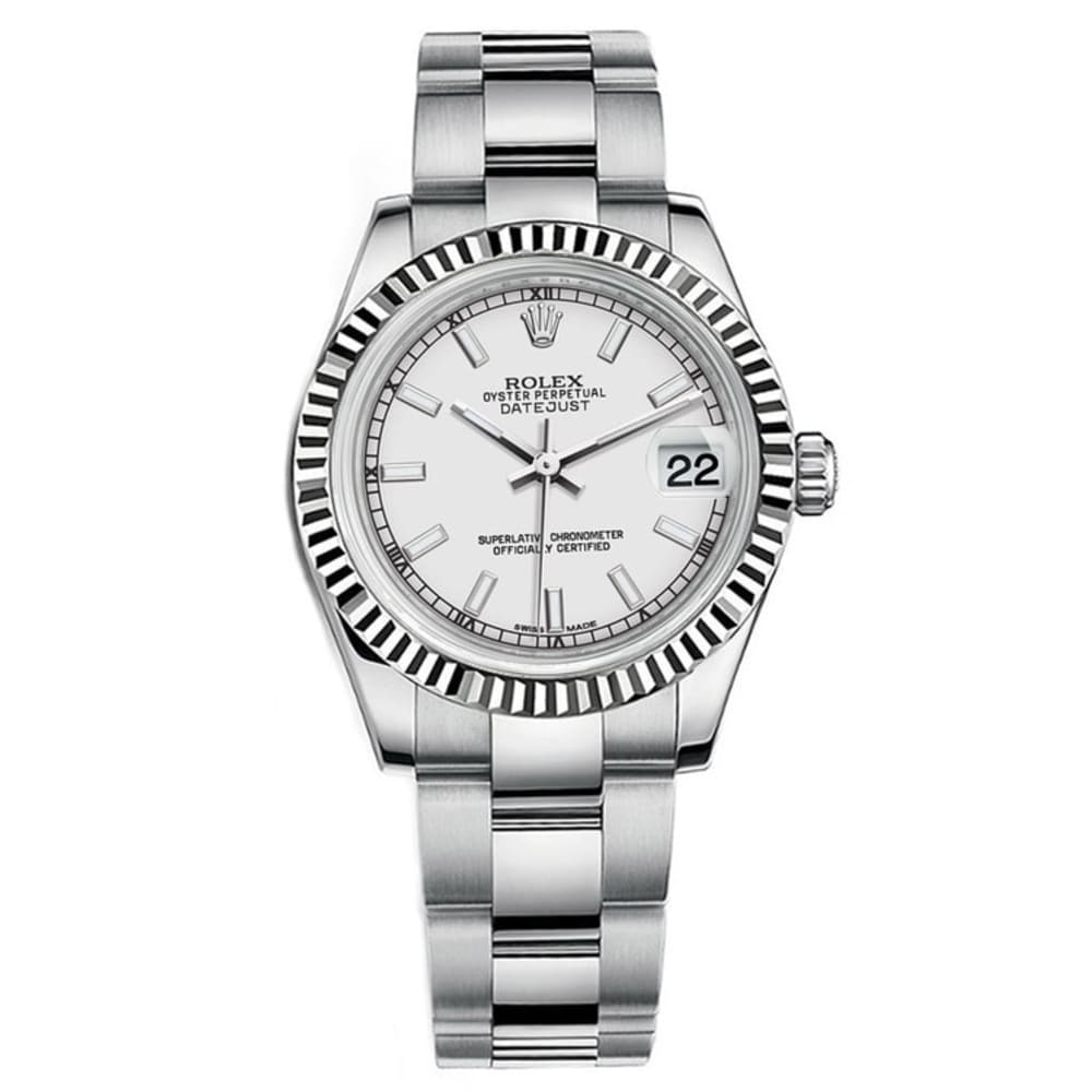 Rolex Datejust White Dial Stainless Steel and 18K White Gold 31mm ...