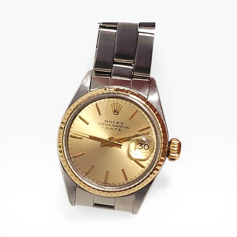 時計 ROLEX OYSTER PERPETUAL DATE 6517 Rolex Oyster Perpetual Ladies Date Stainless Steel & Gold 6517